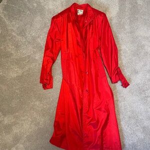 RED NYLON TRENCH COAT